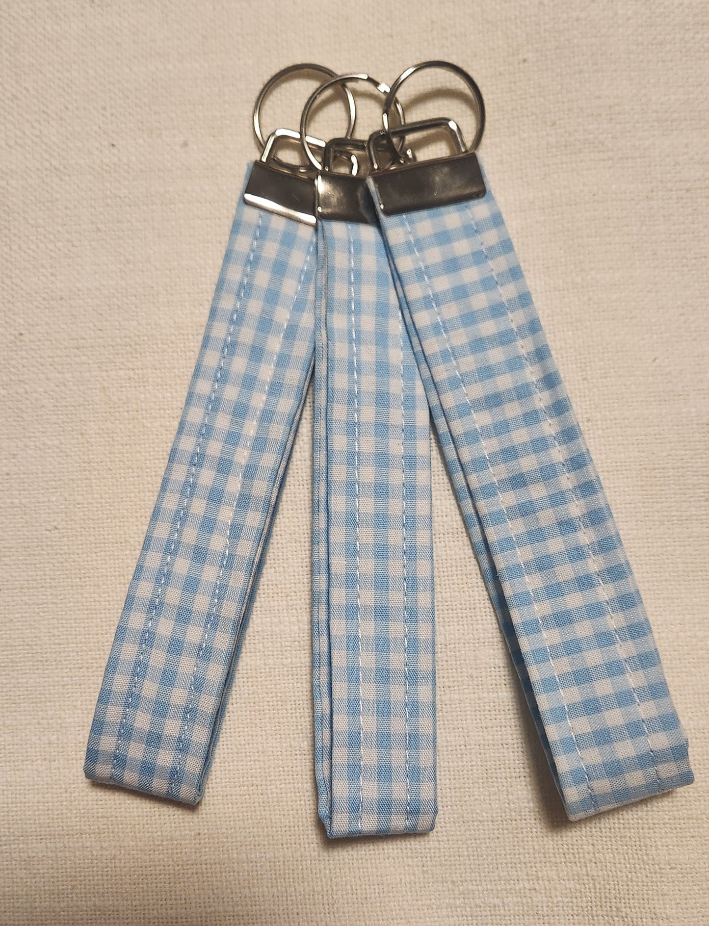 Sky Blue Gingham Keychain Wristlet