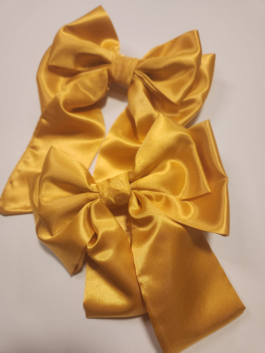 Sunflower Yellow Twin-Tailed Double Layer Bow
