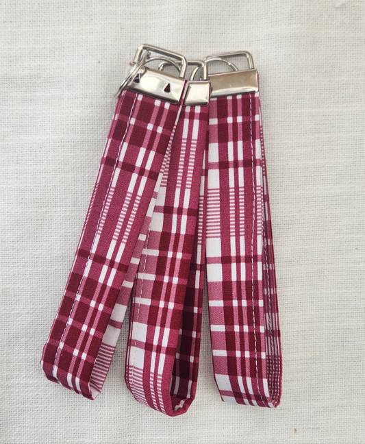 Wine Gingham Keychain Wristlet
