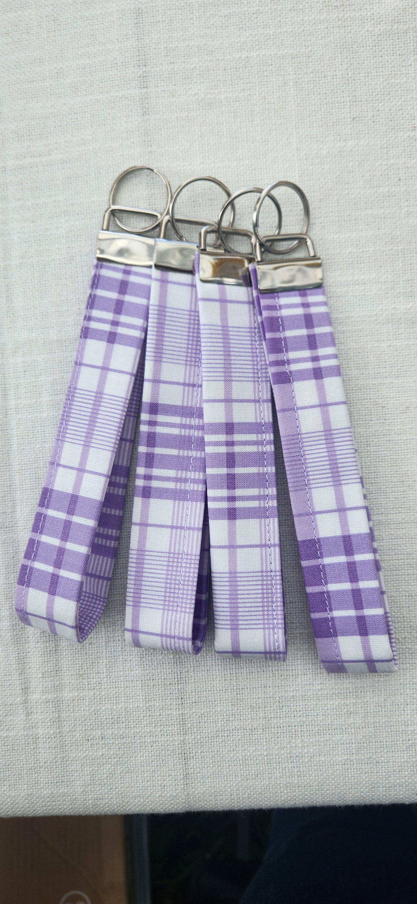 Lilac Gingham Keychain Wristlet