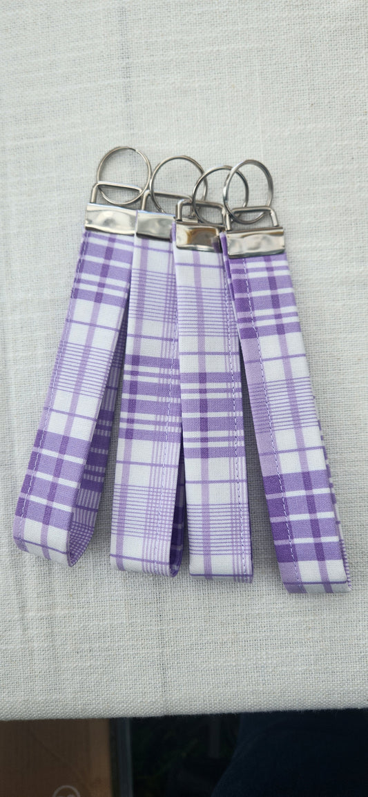 Lilac Gingham Keychain Wristlet
