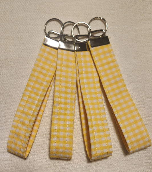 Yellow Gingham Keychain Wristlet