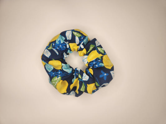 Navy Blue Lemon Scrunchie