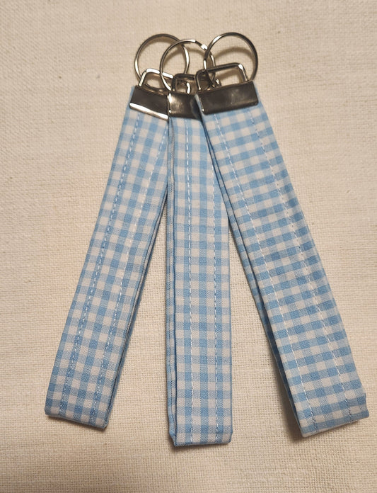 Sky Blue Gingham Keychain Wristlet