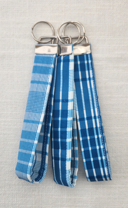 Cerulean Gingham Keychain Wristlet