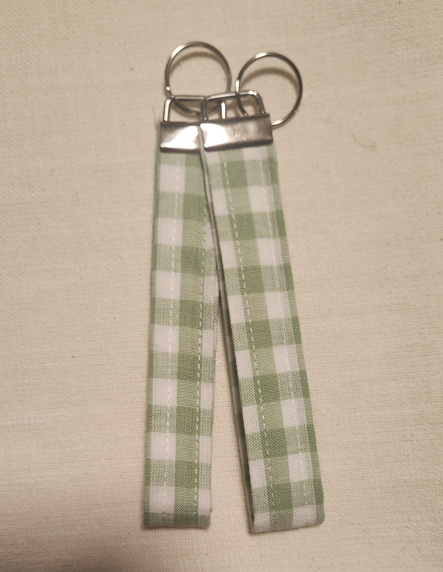 Spring Green Gingham Keychain Wristlet